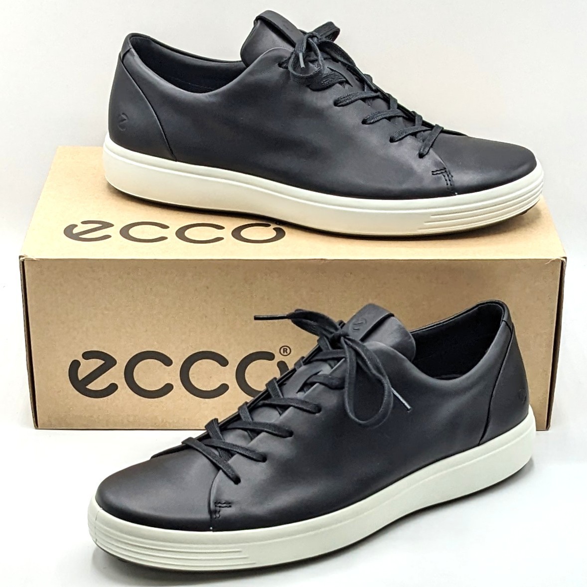 ECCO “Soft 7” Men’s Scandinavian/Contemporary Design Black Leather Sneaker NEW