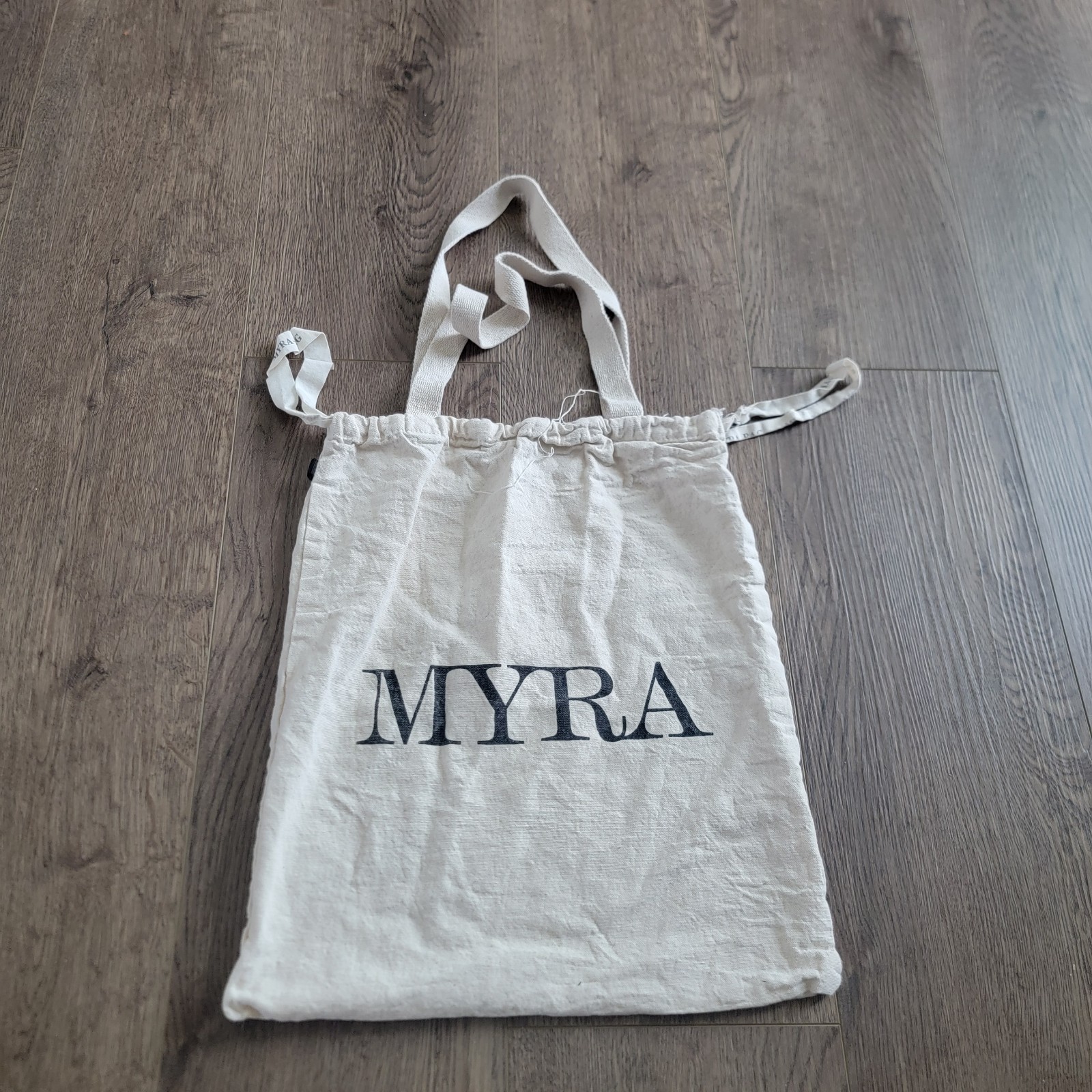 Myra USA Beige Cream Smile More Today Tote Bag With Draw String Closure