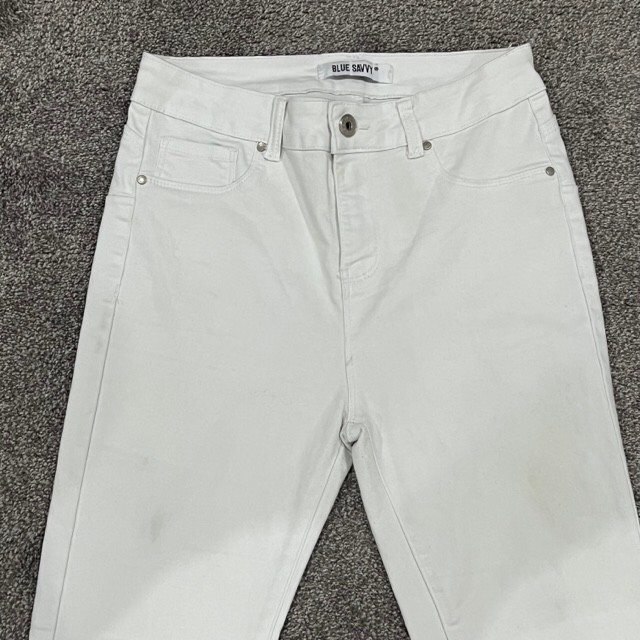 Blue Savvy Jeans Womens 11/30 Skinny Modern Denim White Light Wash Pants 28×28