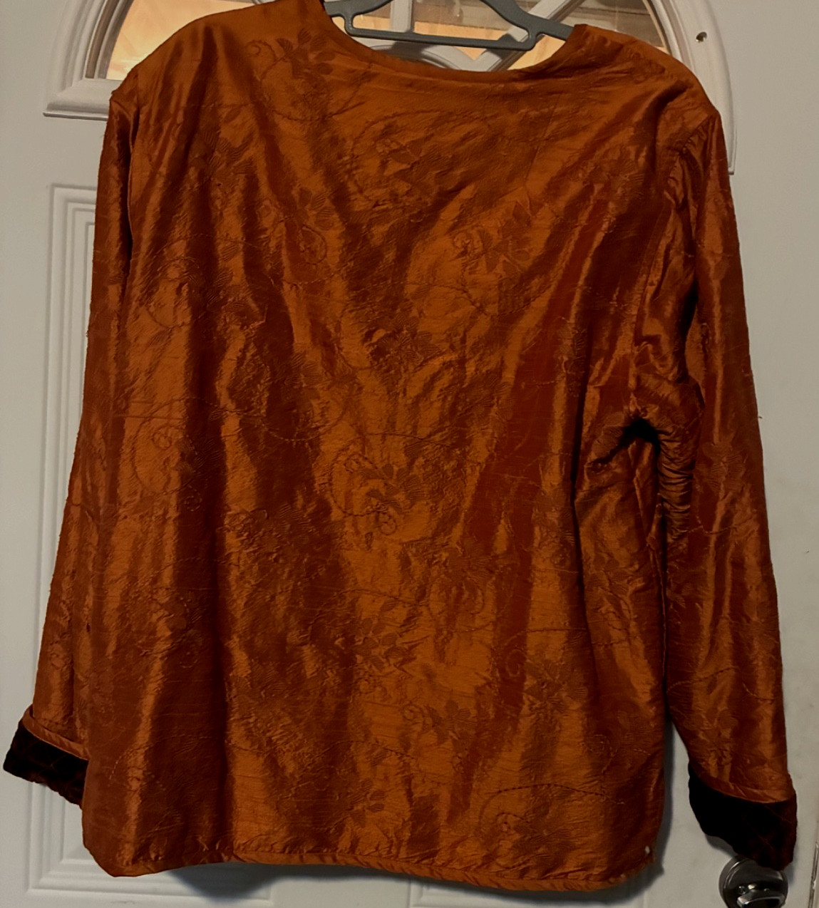 Quilted Long Sleeve Button Down Reversible Jacket Sz XL Rust