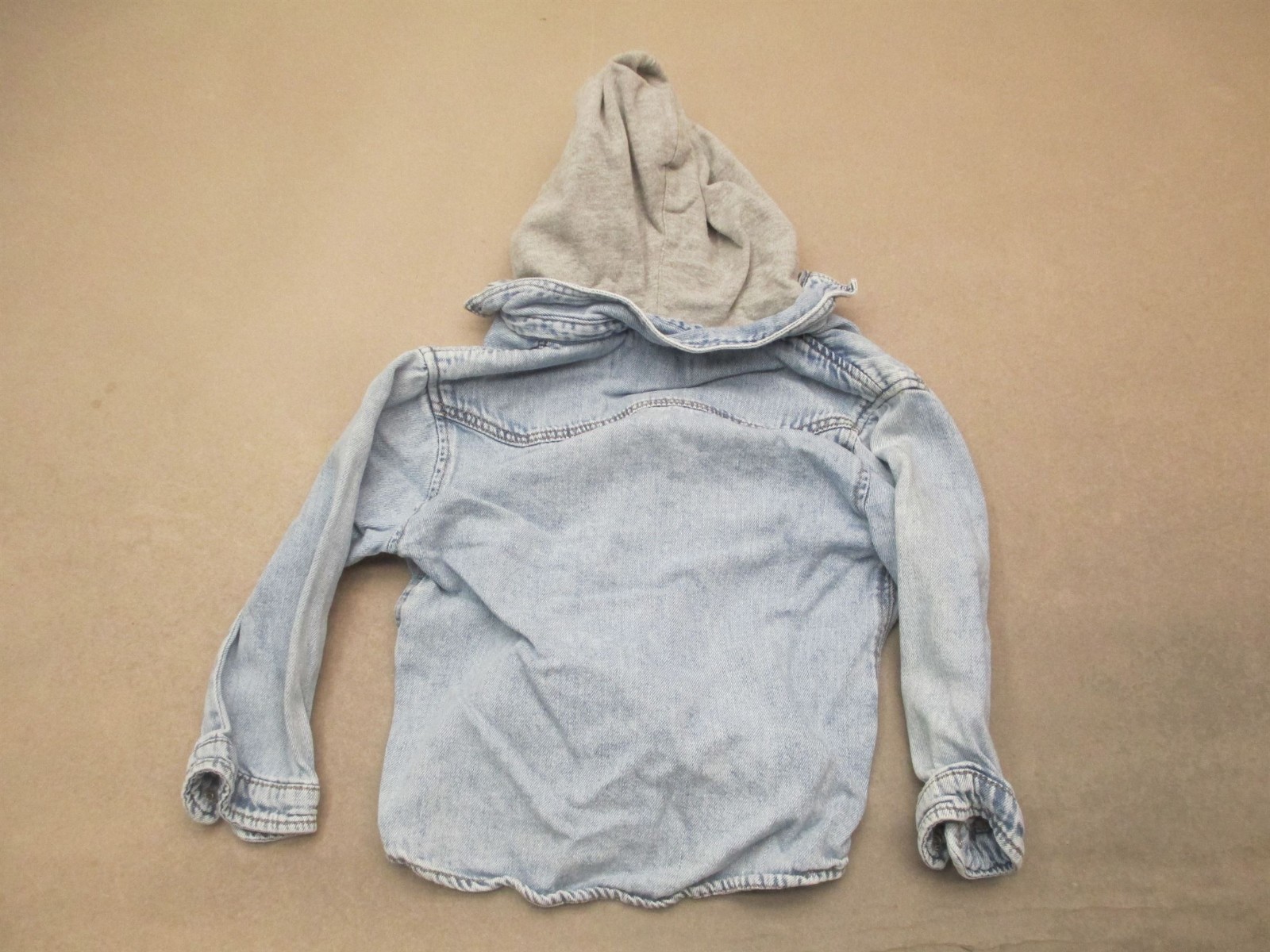 Zara Size 18-24m 82cm Baby Light Blue Hooded Casual Button Up Denim Shirt 561