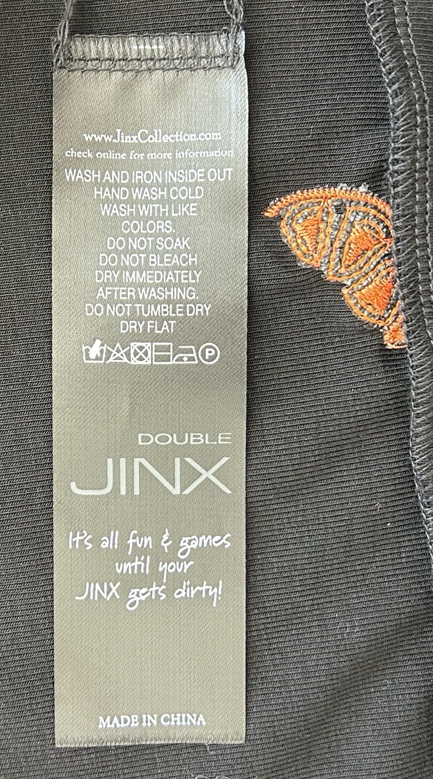 NWT Double Jinx Embroidered Grapefruit Hoodie Women’s 1XL Black Orange Drawstrin