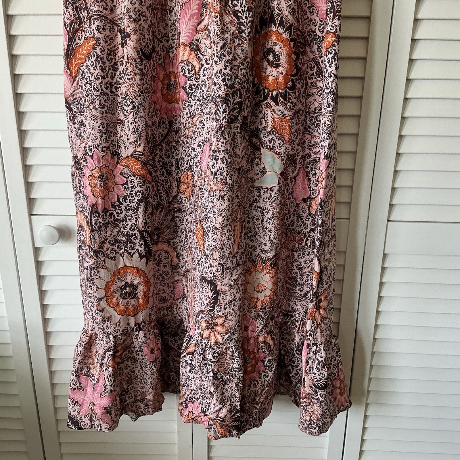 Madewell Lace-Up Bali Blooms Midi Dress Sz 4 Boho Cottagecore Casual Paisley