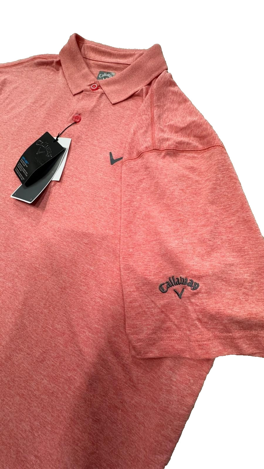 CALLAWAY Polo Golf Men Opti-Dri Coral / Pink Size L New NWT Performance