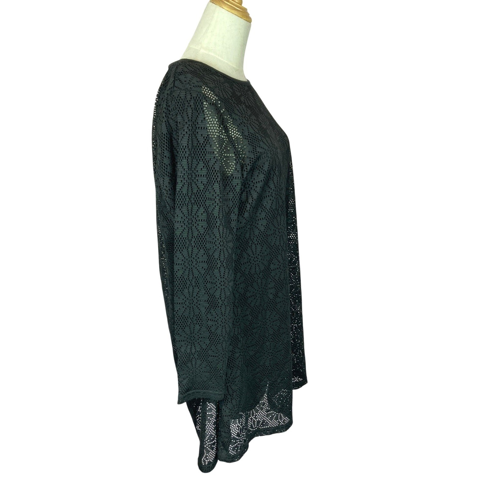 labelBe Black Lace Overlay Long Sleeve Mini Dress Tunic Women’s Size 12 NWT
