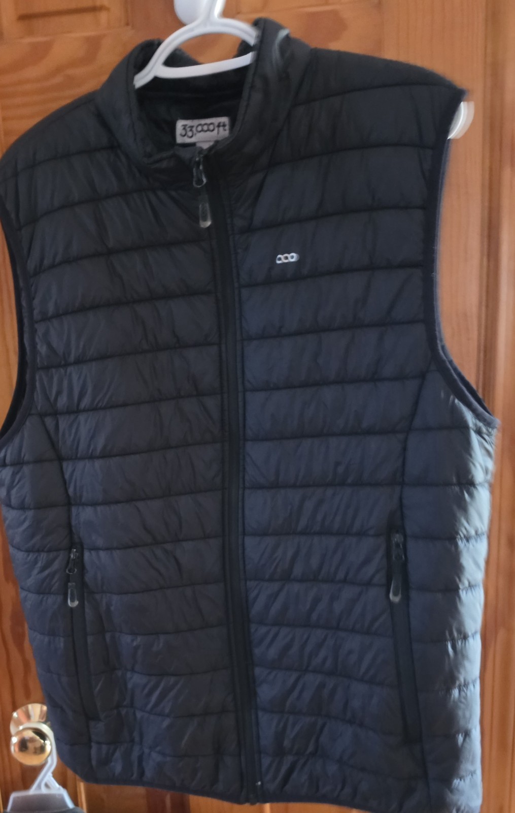 33,000ft Men’s Black Quilted Full Zip Vest Stand-Up Collar Outdoor Size L