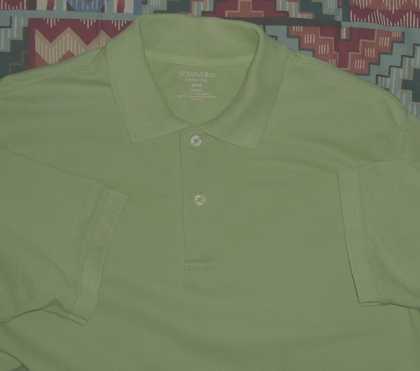 St John’s Bay “Heritage Polo” Men’s SS Knit Shirt Sz Med.,100% Cotton, Lt. Green