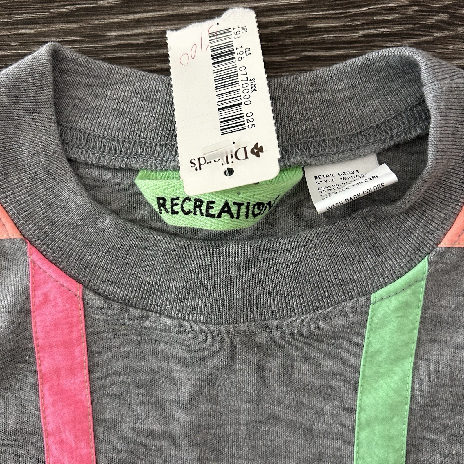 Vintage 80s 90s Recreation Pullover Sweatshirt Sz M Neon Elbow Patches Deadstock