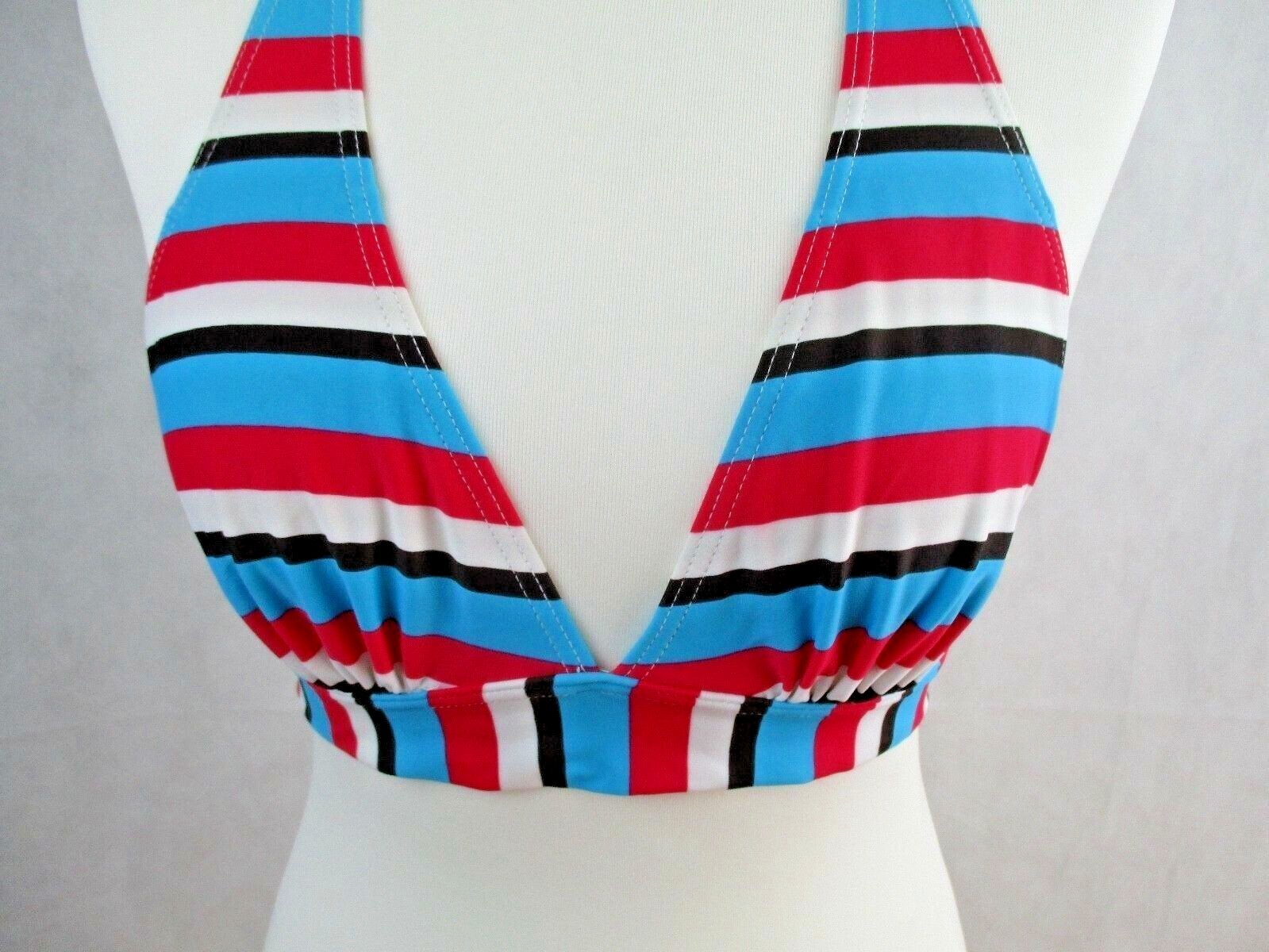 Ladies Evie Beachlife Non Padded Bikini Top Striped Multi Coloured Size UK 10