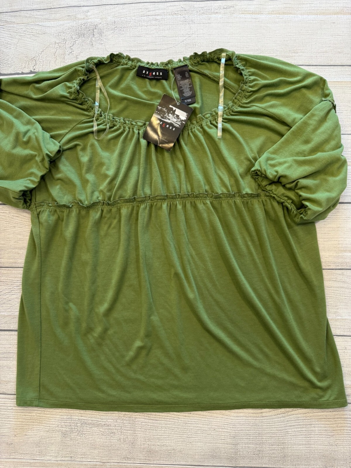 Axcess Shirt Womens XL New Cloverleaf Stretch Off-Shoulder Hippy Babydoll Top