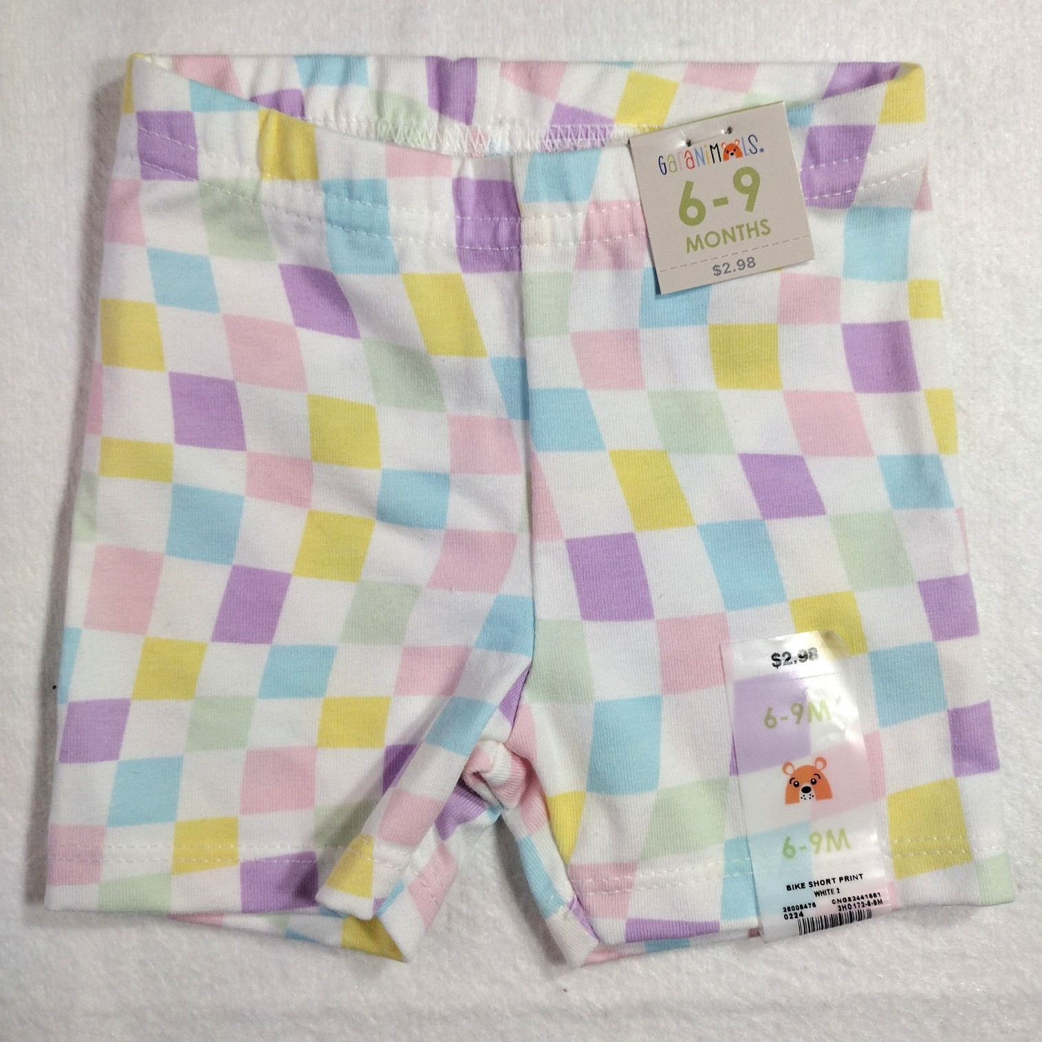 2x Garanimals Girls Sz 6-9M Pink & Checkered Elastic Waist Comfort Bike Shorts