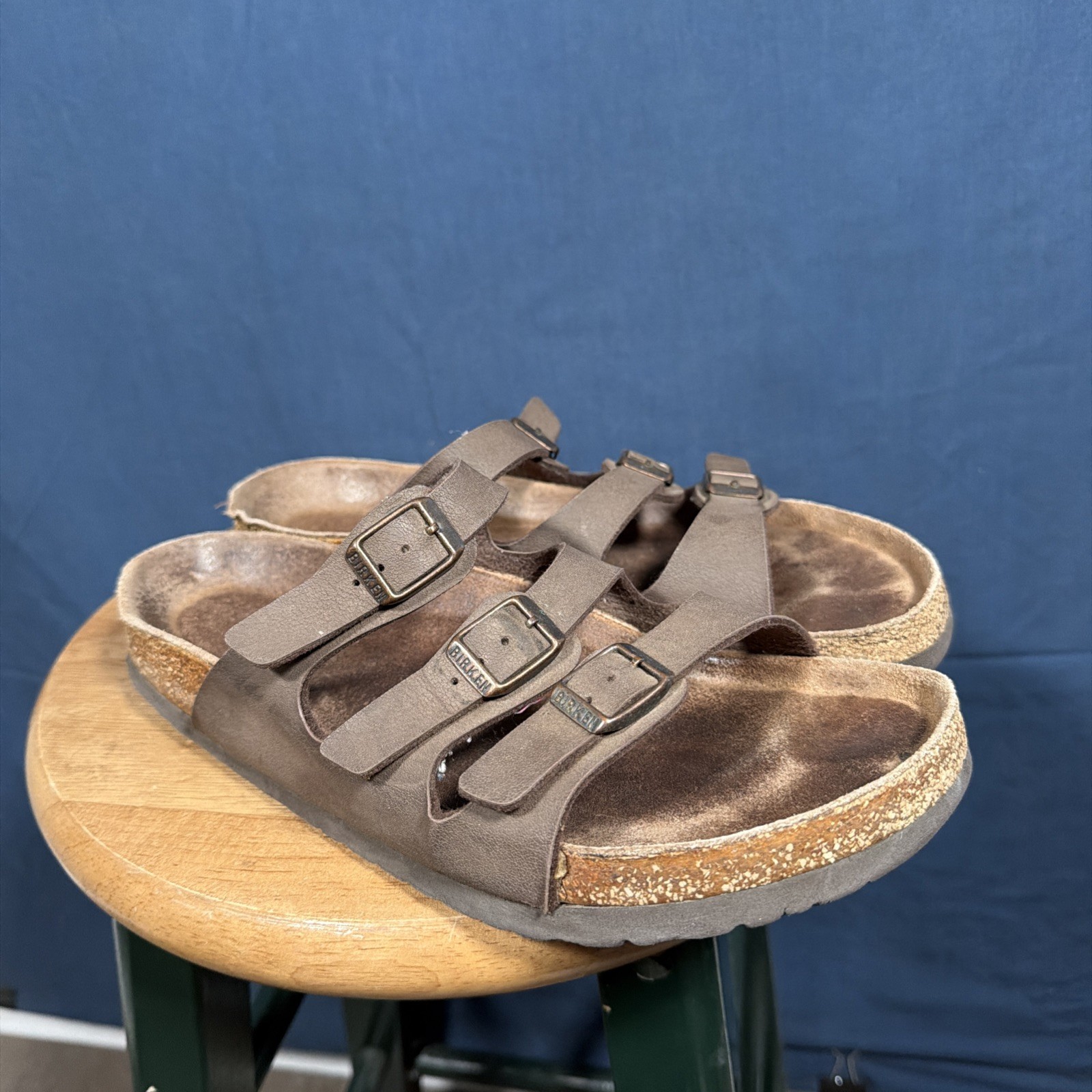 Birkenstock Florida Soft Footbed Brown Sandals 3 Strap Comfort Slides EU 40 US 9