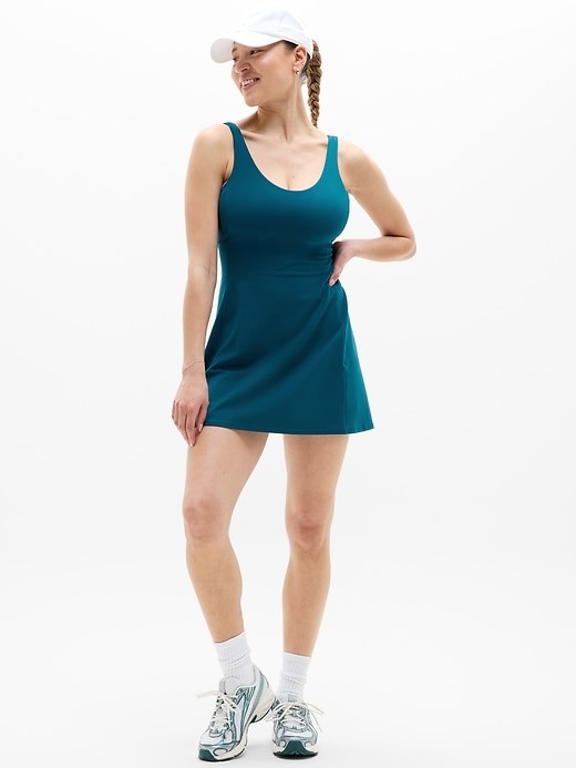 Athleta M Medium Salutation Strappy Dress Coastal Teal NWT Outdoor Active