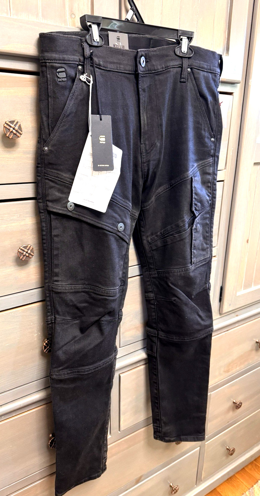 G STAR RAW Mens Airblaze 3D Skinny Jeans 33 x 30 Black