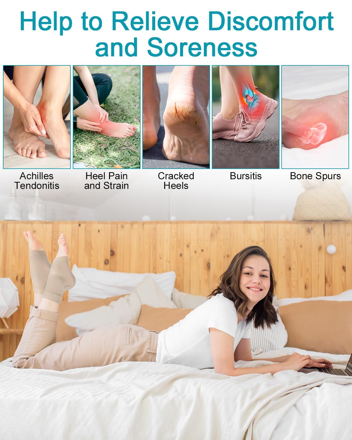 PGRODE Achilles Tendon Sleeve with Silicone Heel Regular Size, Beige