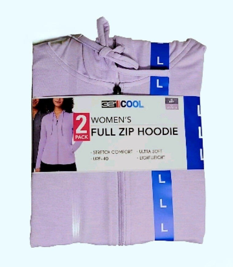 2-pk 32 Degrees Lightweight Full Zip UPF Lightweight Stretch Hoodie Gray Purple