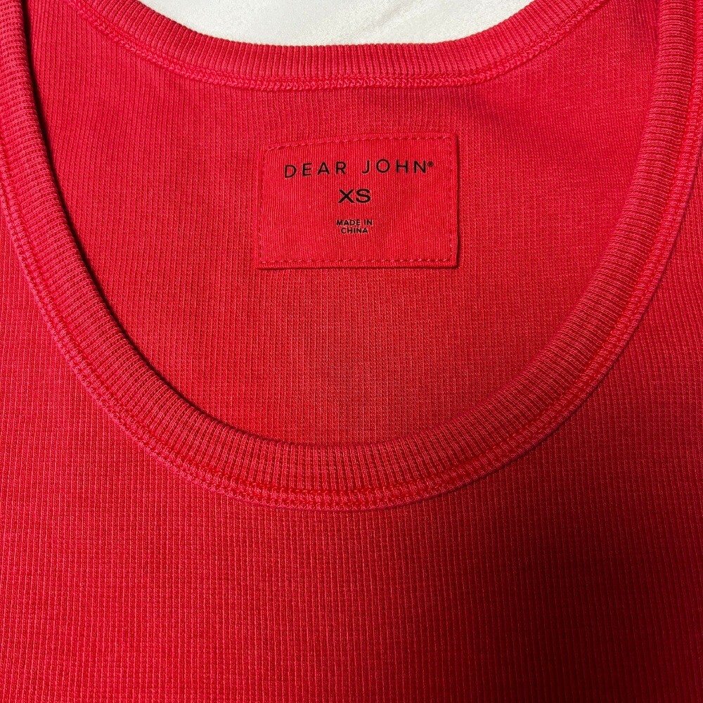 Dear John Paula Scoop Neck Ribbed Tank Top Classic Sleeveless Basic Red Size XS
