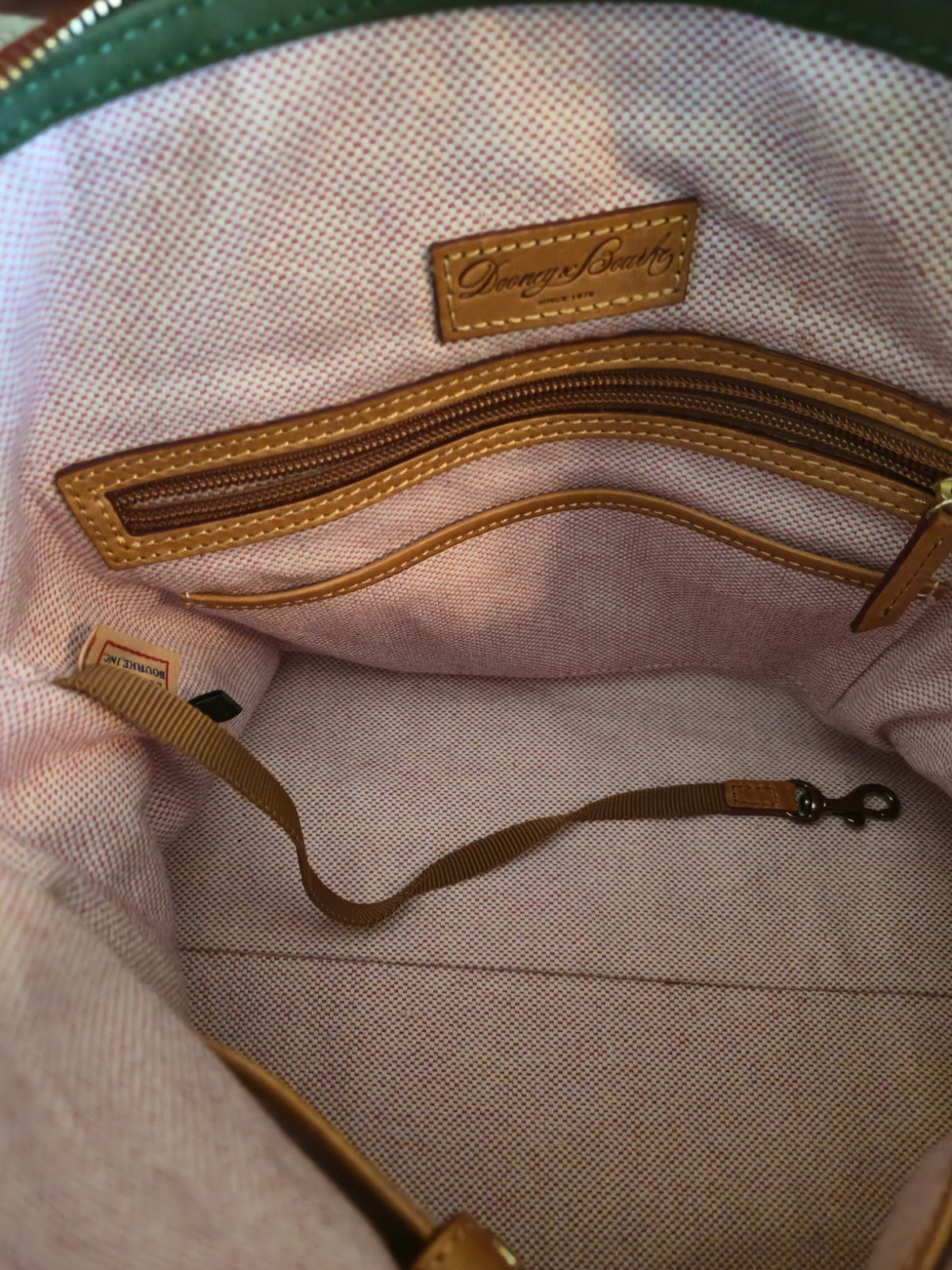 Dooney & Bourke Red Satchel Top Handle Zip Tassel Gold Hardware Bottom Studs