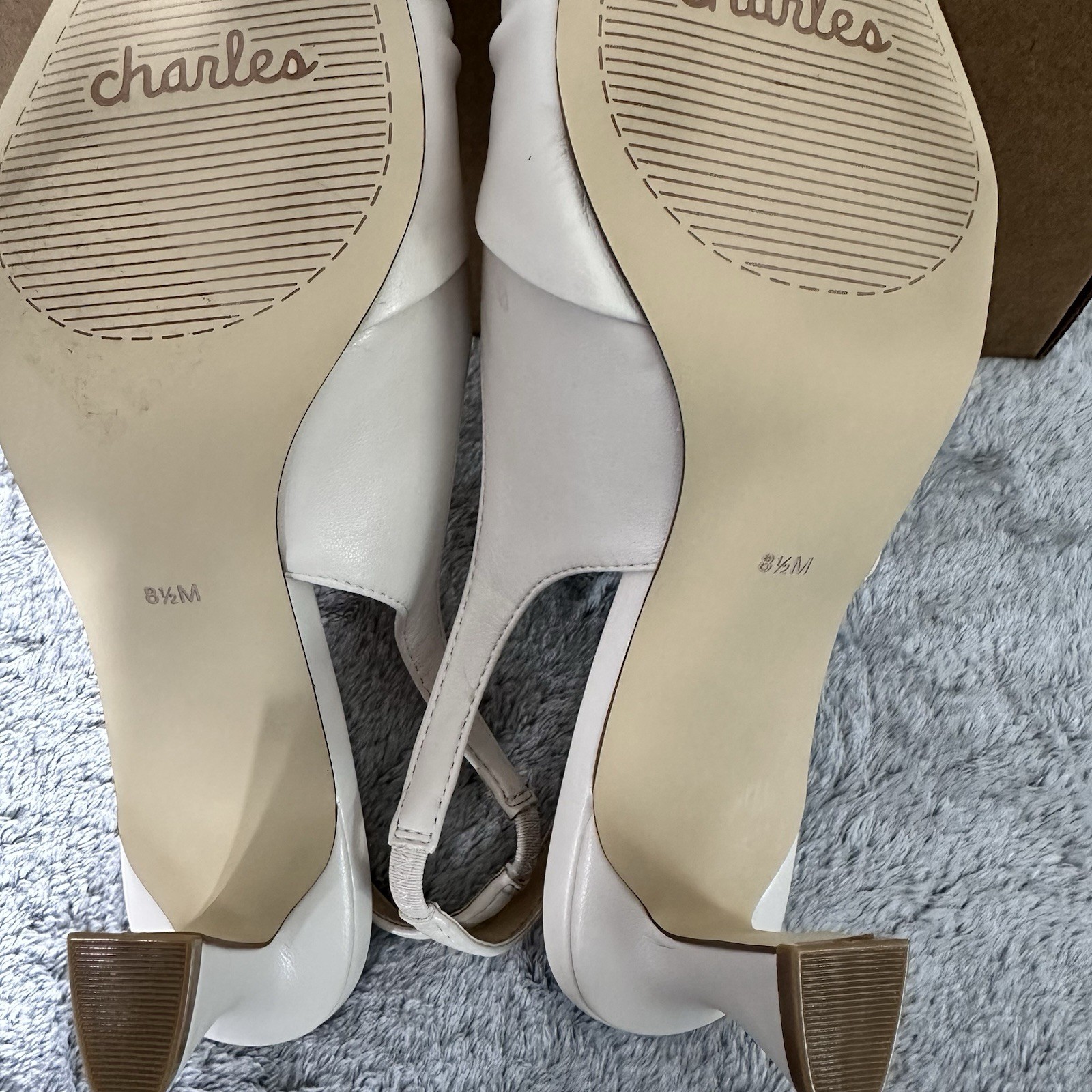 Charles by Charles David 8.5M Avril Twist Slingback Pumps Ecru Cream Pointed Toe