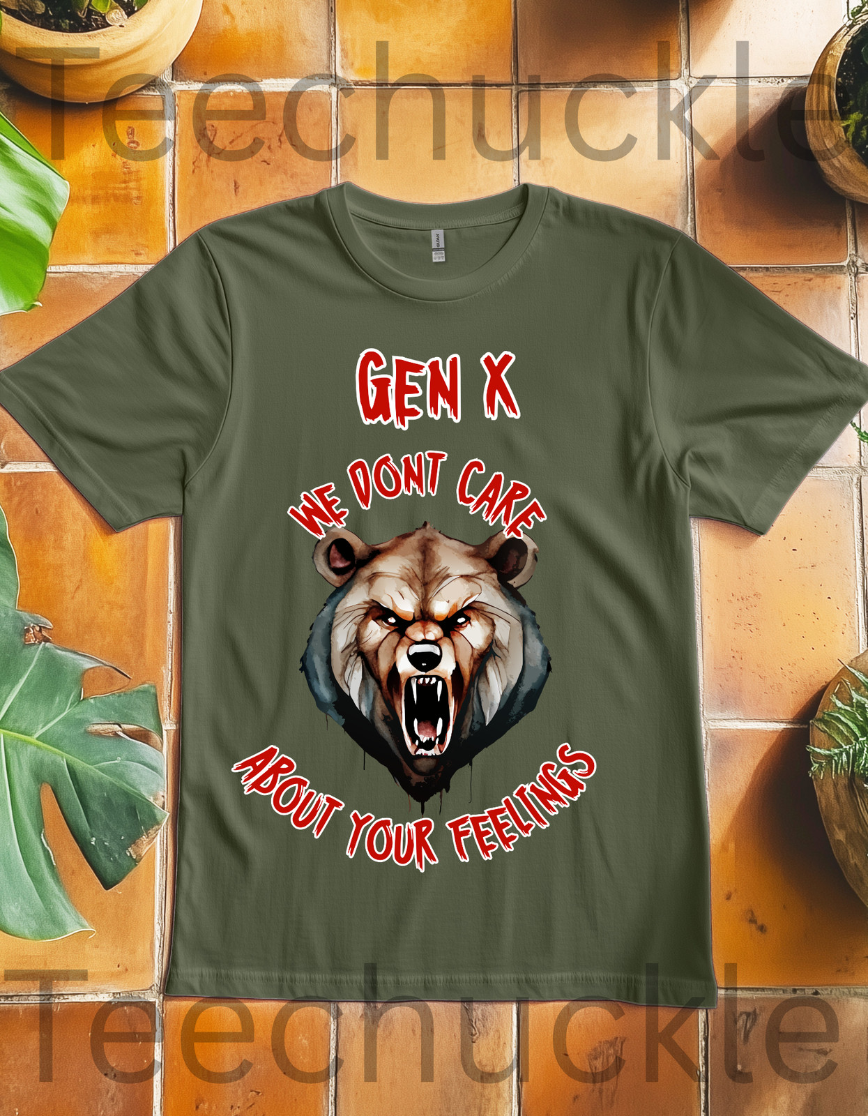 Sarcastic Gen X Dark Shirt We Dont Care About Your Feelings Bear Tee, Badass Gen