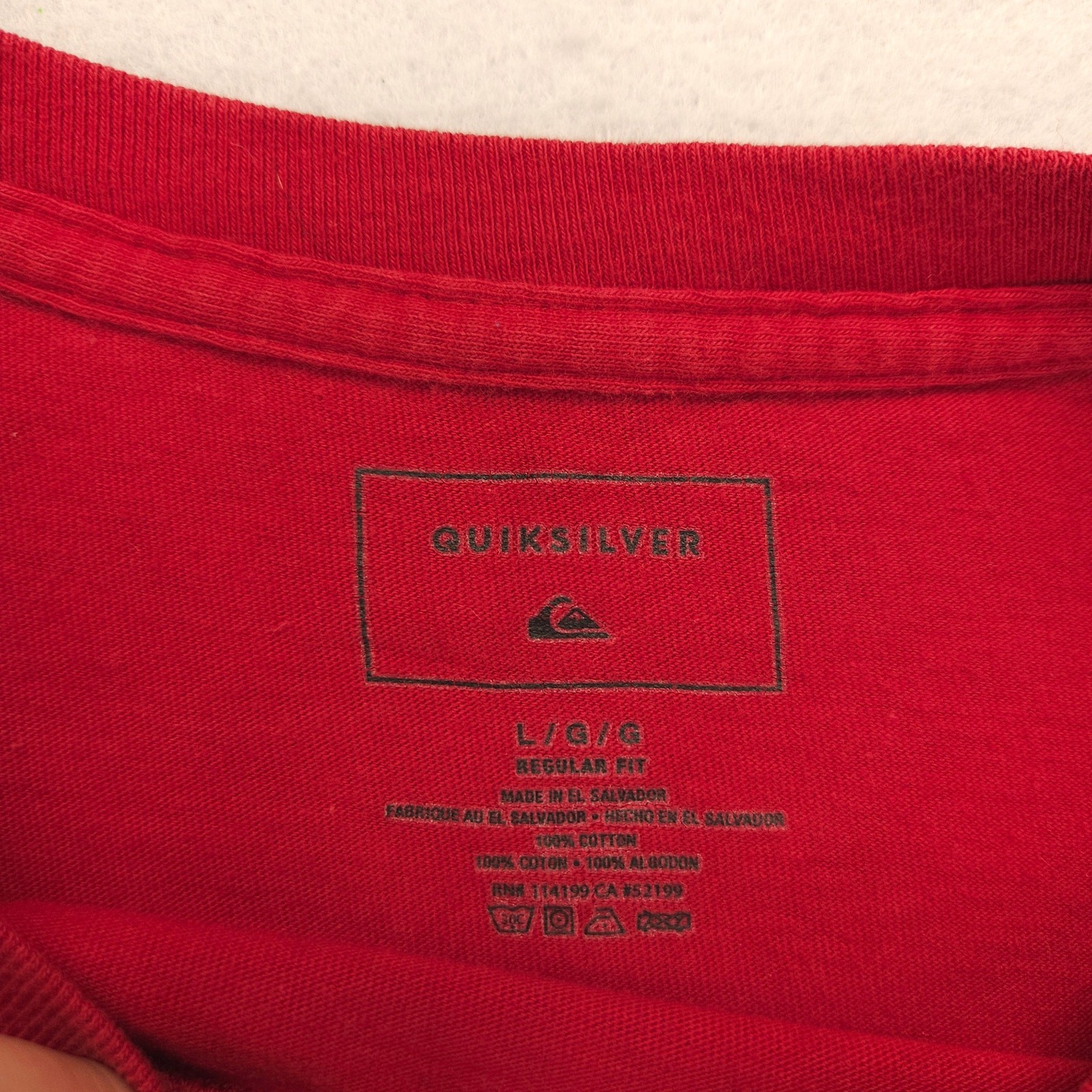 Quiksilver Crew Neck Short Sleeve Graphic T Shirt Mens Size Large L Red
