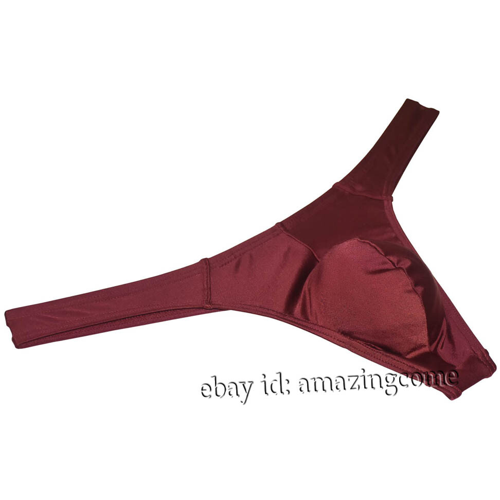 3PCS Men’s Low-rise Shine Thong Underwear Bulge Pouch Bikini G-string Underpants