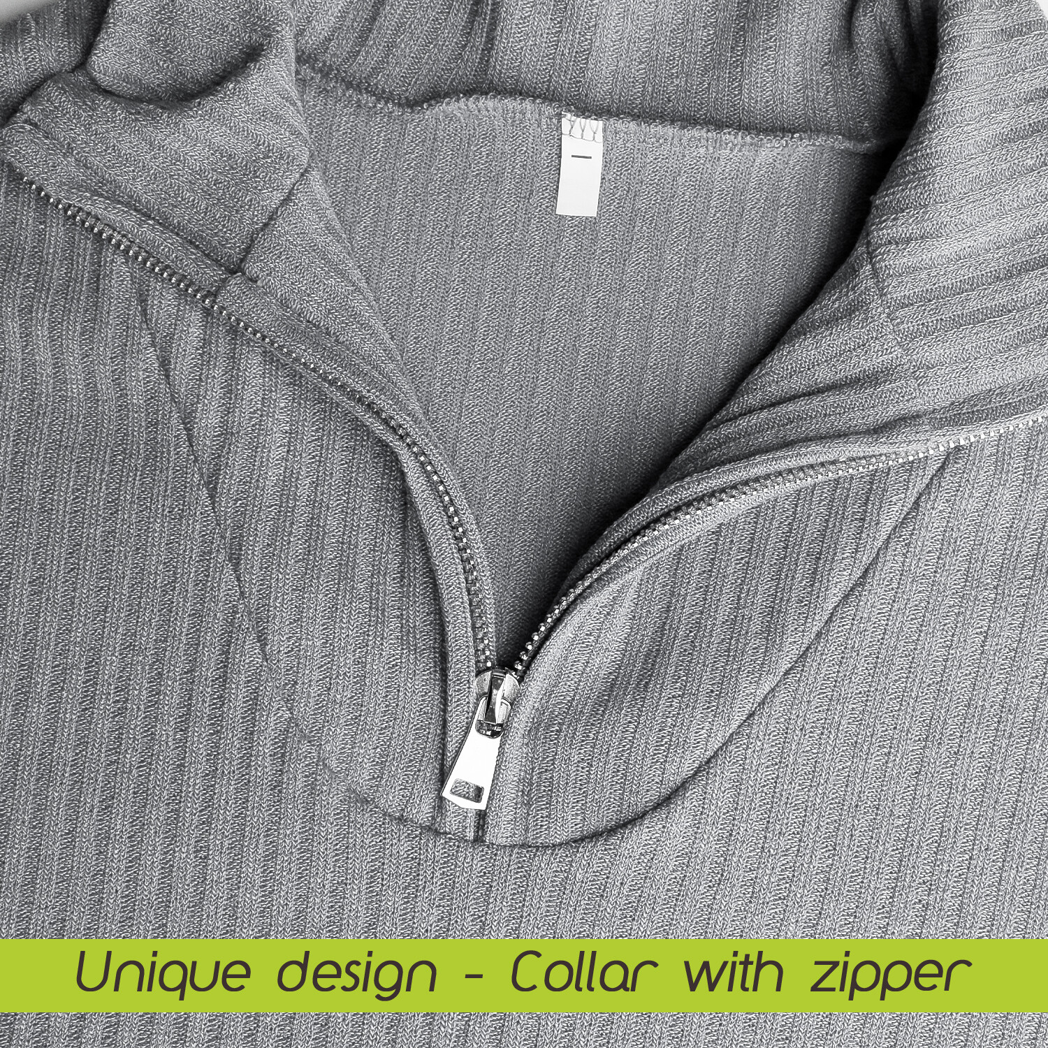 Women’s Casual Long Sleeve Half Zip Pullover Sweaters Solid V Neck Collar Top