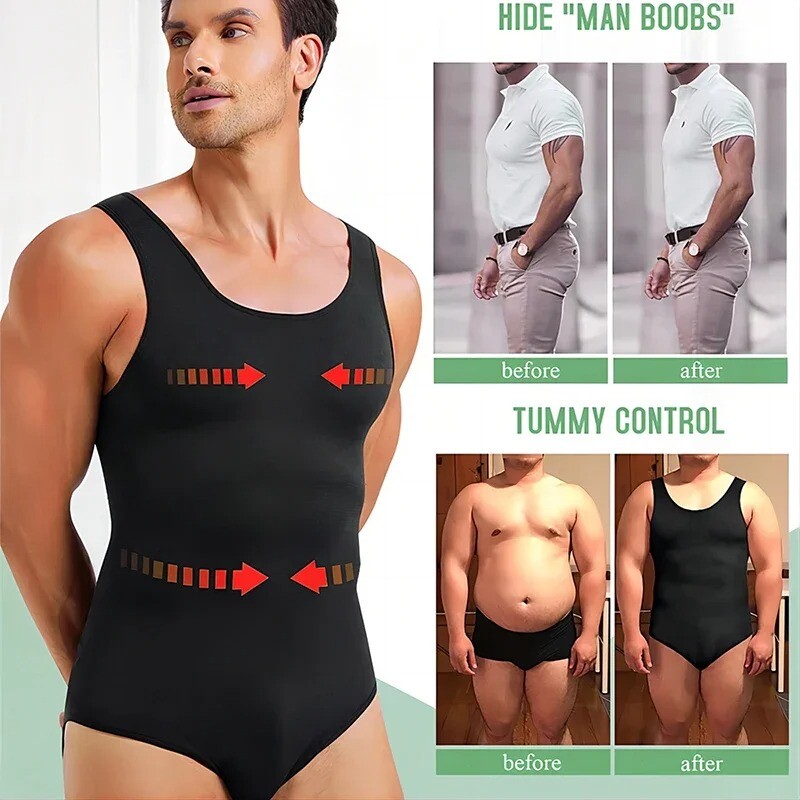 Men Shapewear Tummy Control Slimming Body Shaper Compression Bodysuits Underwear