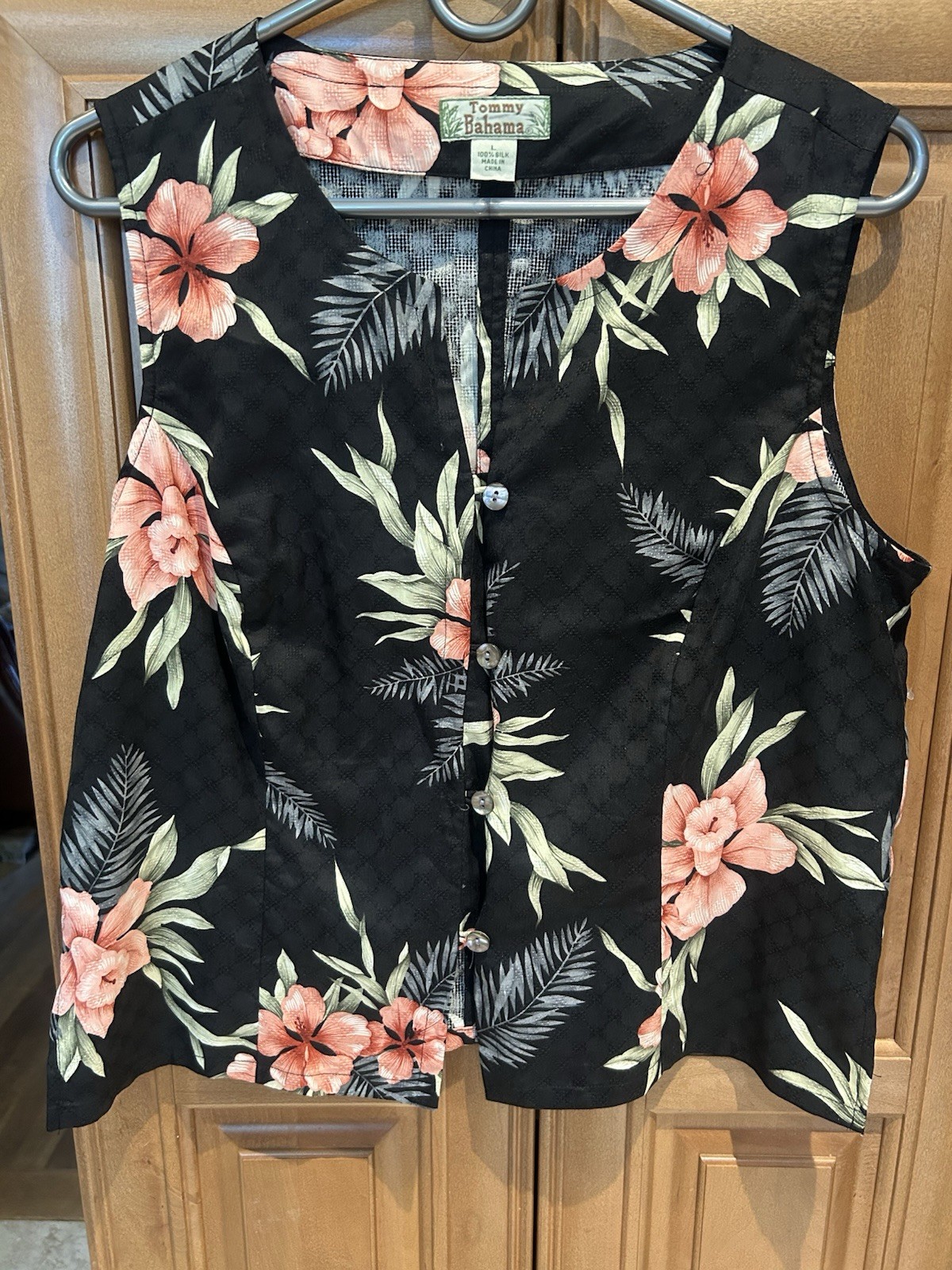 Tommy Bahama Women’s Boho Tropical Y2K Silk Hawaiian Resort Button Vest Size M