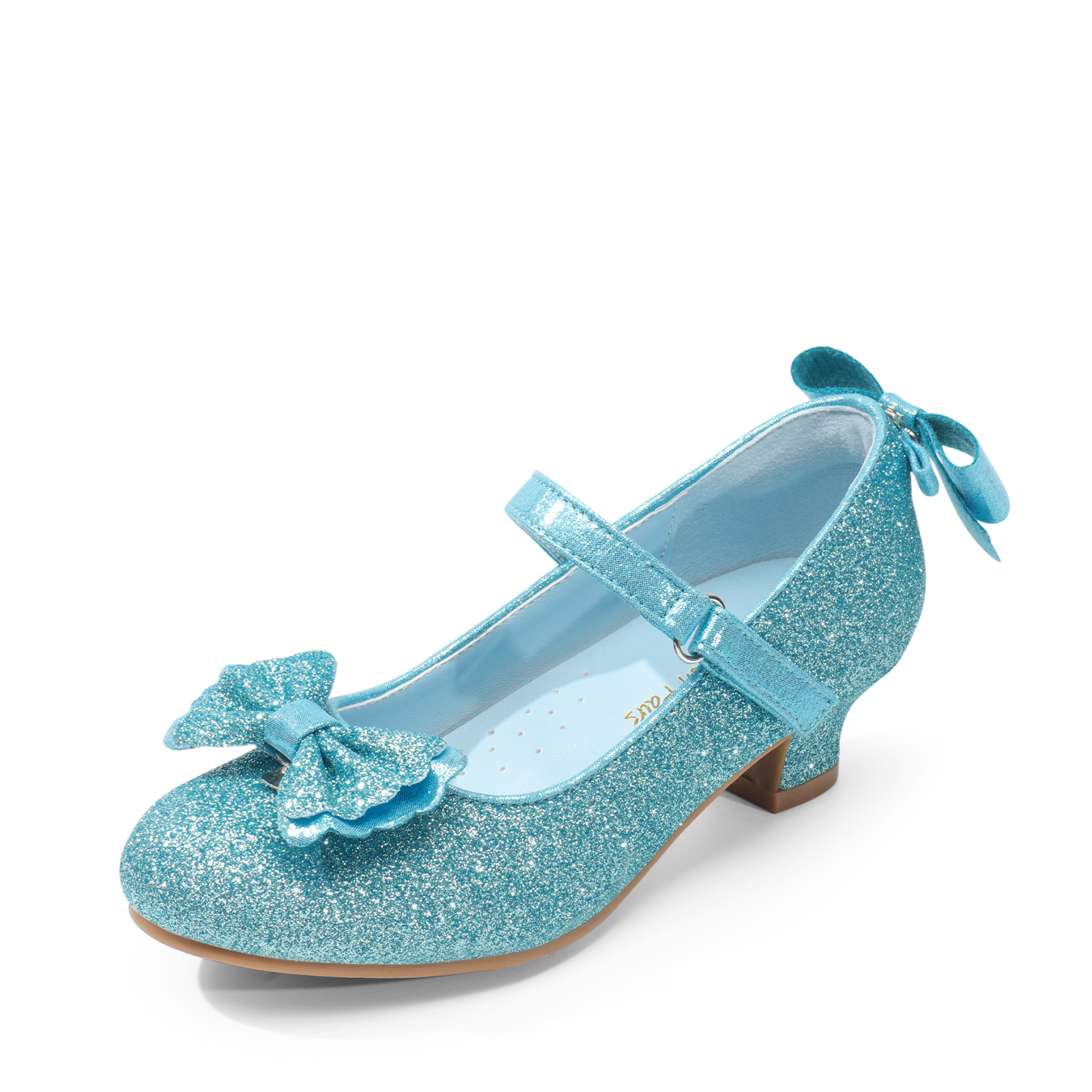Girls Dress Pumps 1.3inch Low Heel Dance Shoes Bow Glitter Wedding Party Shoes