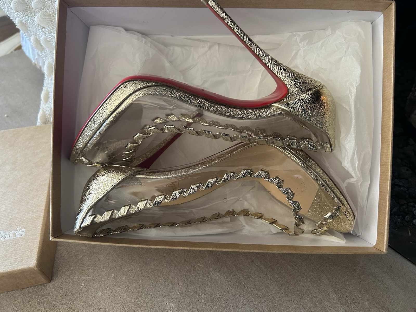 Leather See Through Pumps. Fun Flirty Great For Any Season. 40 1/2