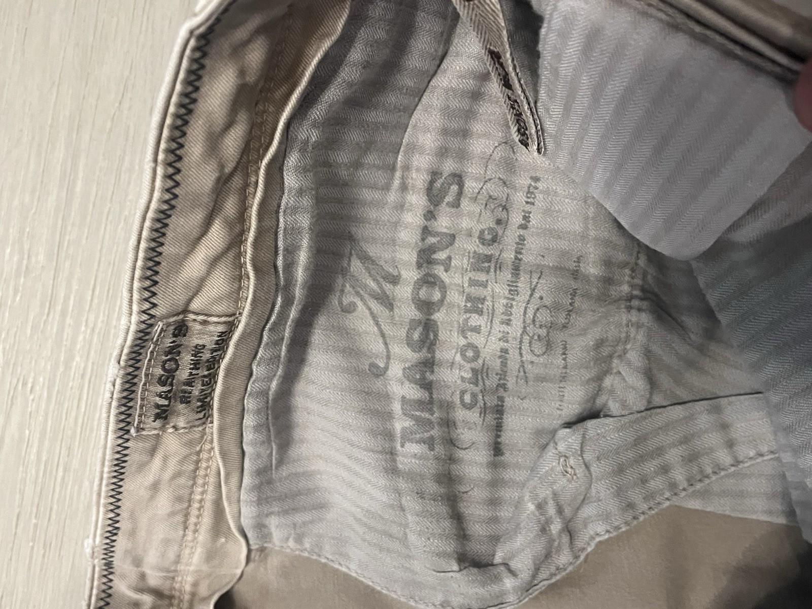 Masons Real Thing Limited Edition Pants Mens 34 Khaki Trousers Italy Luxury