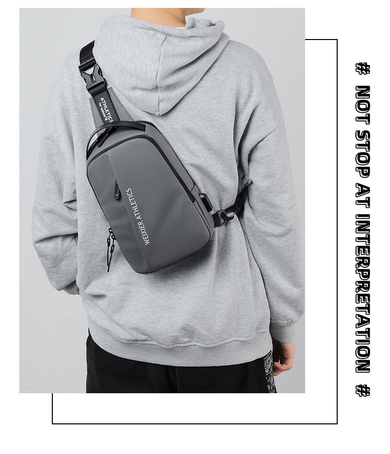 Durable Oxford Fabric Men’s Sling Bag Stylish Motorcycle Crossbody Chest Pack wi