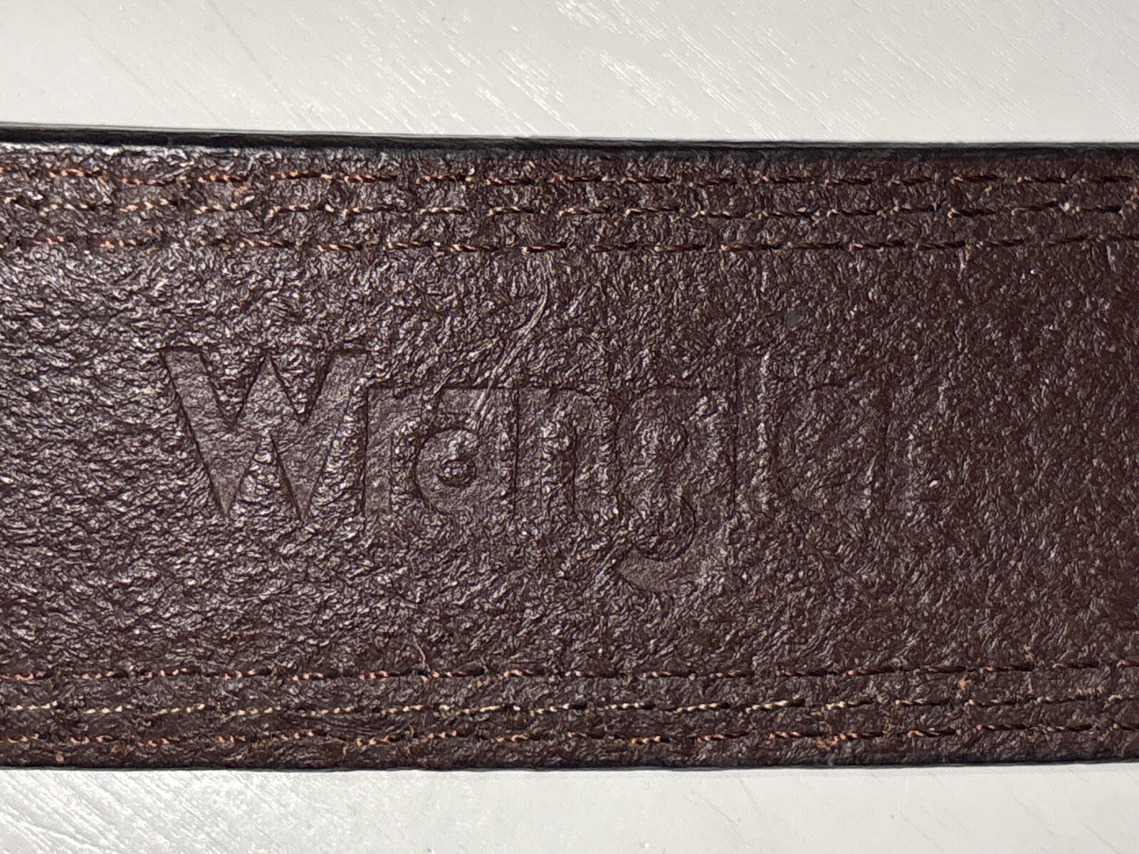Wrangler Genuine Leather Belt Men’s M 34 Brown 3 Rows Contrast Stitching BW23352