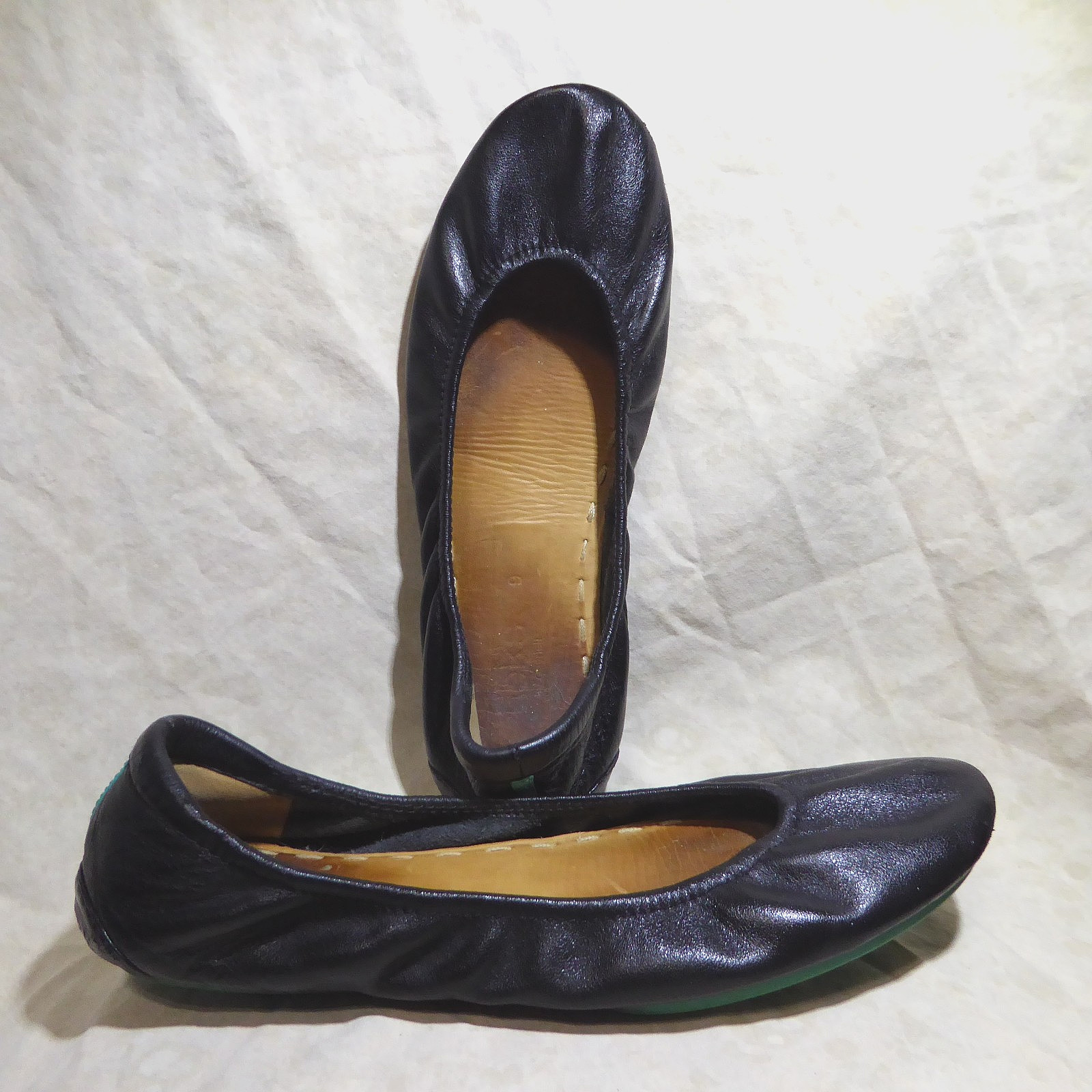 🩰 Tieks by Gavrieli Foldable Ballet Flats sz 9 Black Full-Grain Nappa Leather