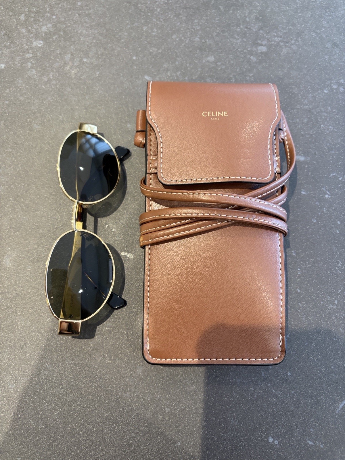Celine Triomphe GoldSunglasses Case Included