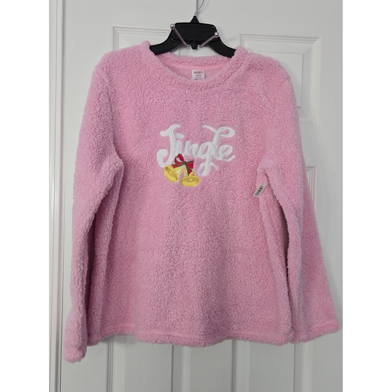 Sharpa Pullover Womans Holiday top Size Mediun Jingle bells