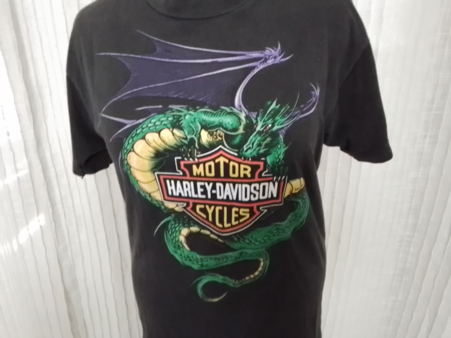 Vintage 80s Harley-Davidson Dragon Shield Purple Grey/Black Sun Faded T-Shirt M*