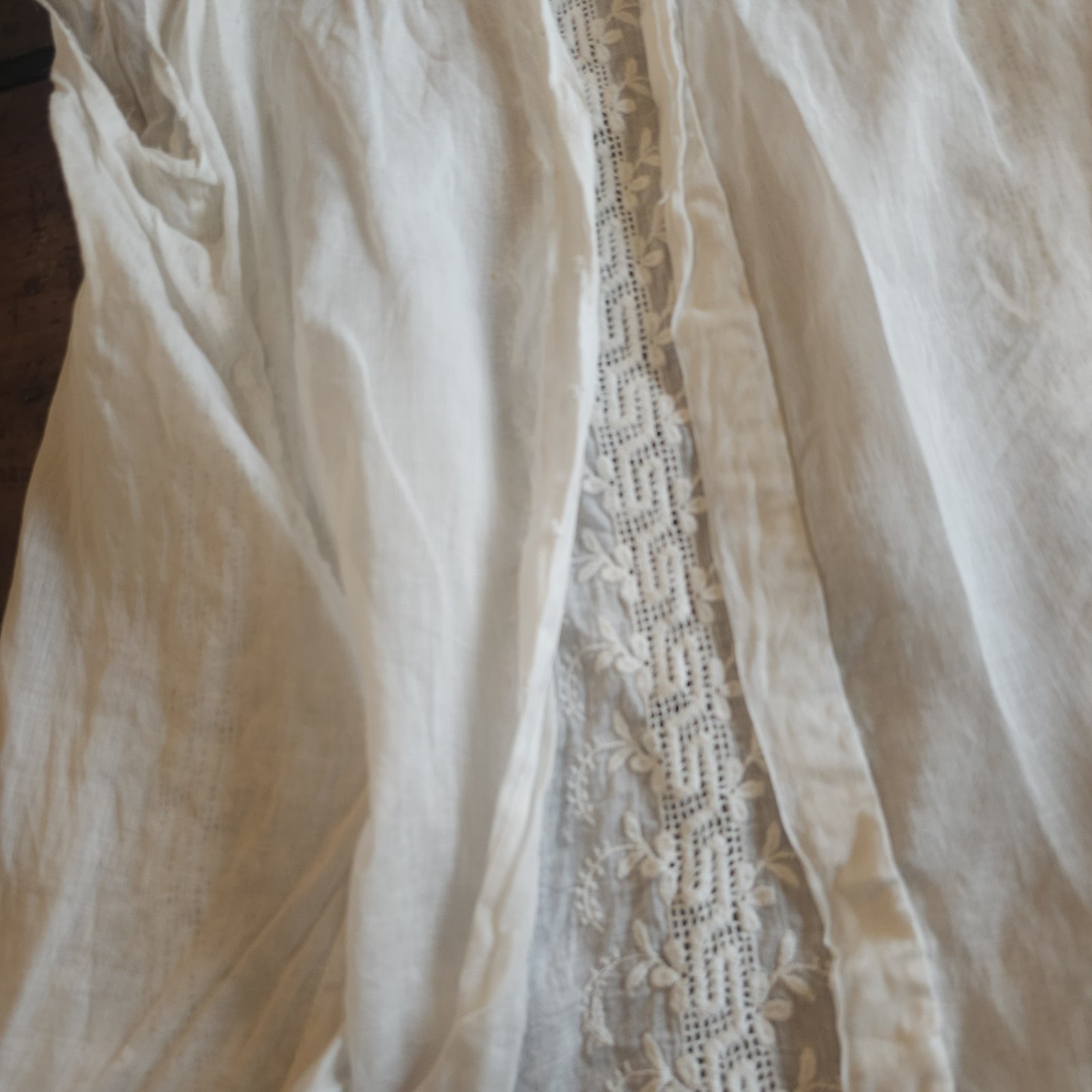 Antique Embroidered White Sleeveless Blouse Mock Neck As Is Top Shirt Edwardian