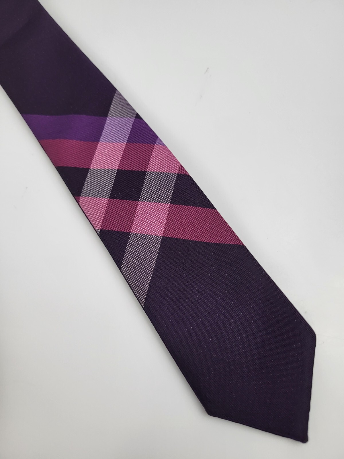 Express Changeable Polyester Tie Purple Pink Plaid Men Necktie Skinny 58 x 2