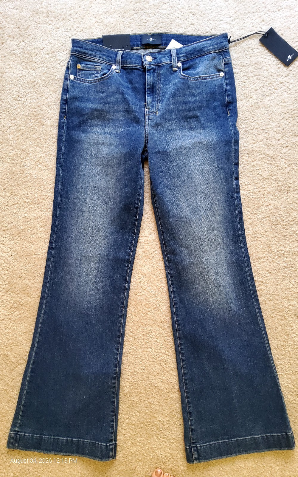 7 for all mankind Dojo Taylorless Bronze Stripe Medium Wash jeans Sz 29 Reg
