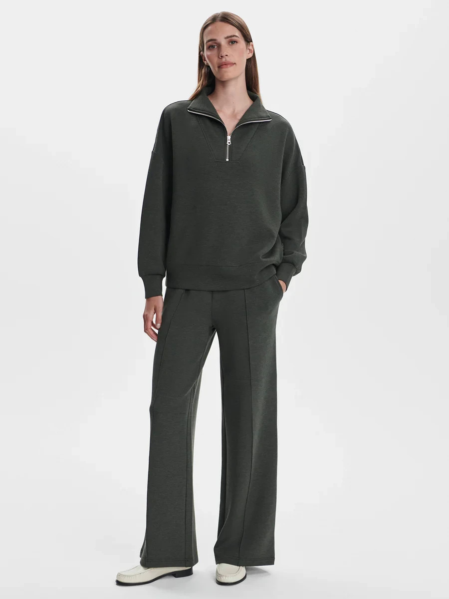 Varley Hawley Half-Zip Sweat in Olive Marl, Size Small