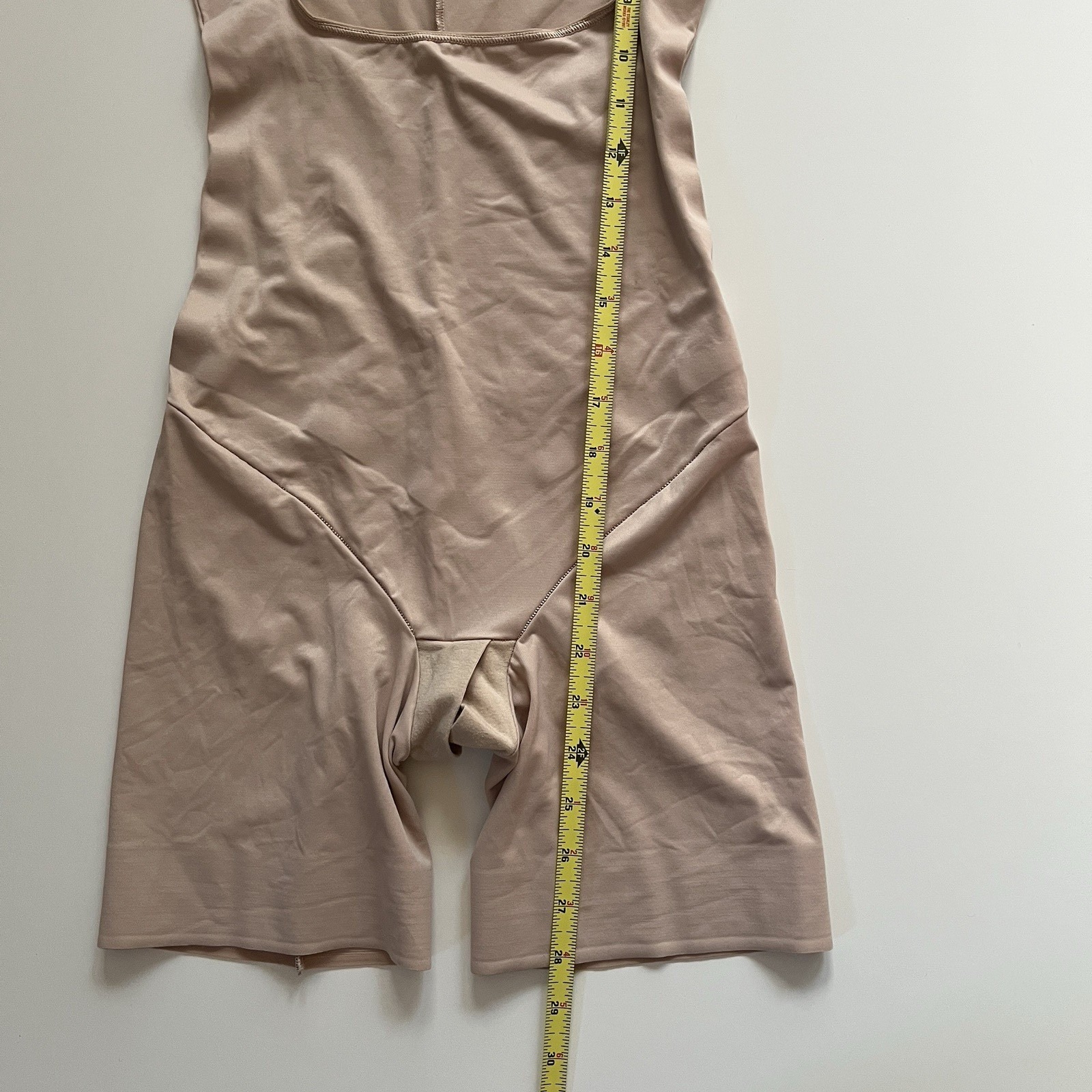 TC Fine Intimates Size S Shape Away Open Bust Thigh Slimmer Bodysuit Beige Nude