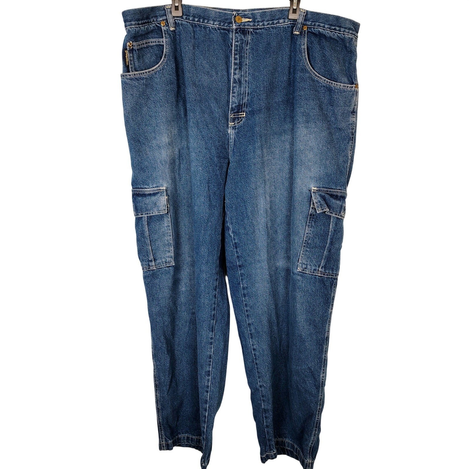 Greystone Workman Men Cargo Jeans Blue Denim Heavy Duty Utility Pants Size 48×34