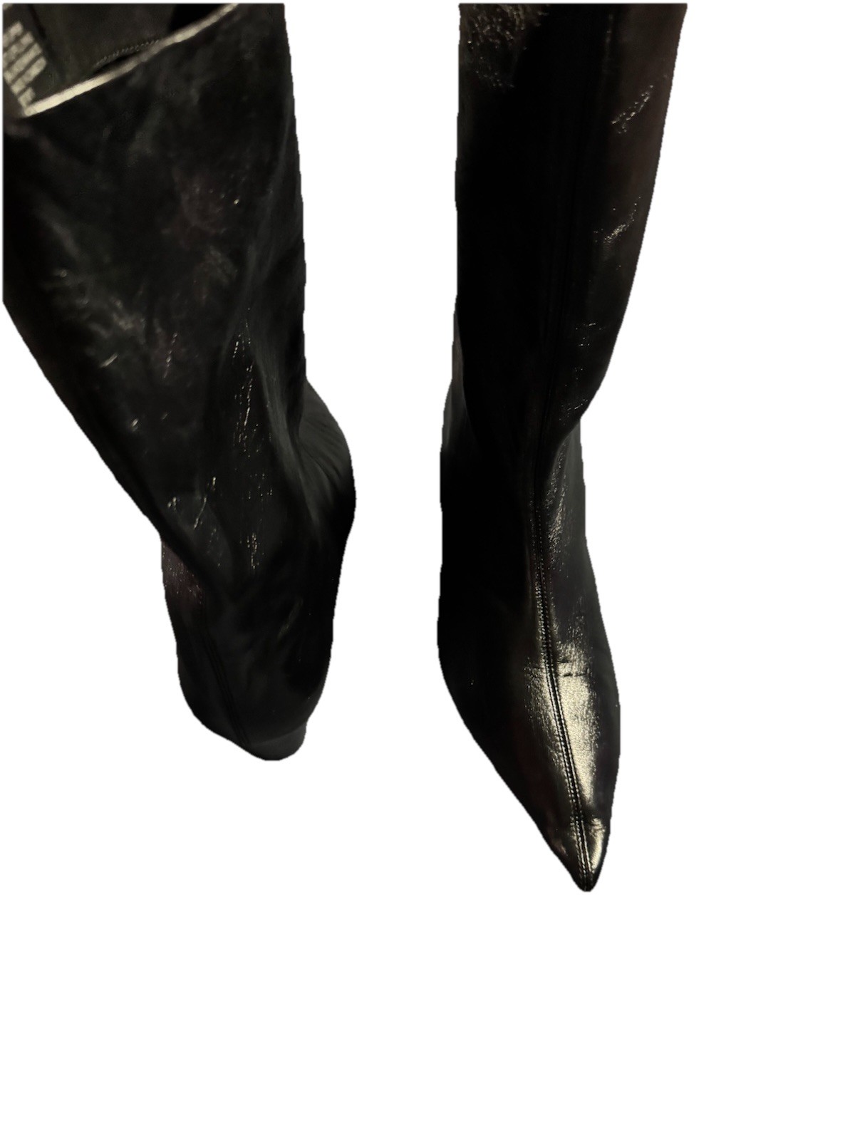 Steve Madden Black Leather Pointed Toe Ankle Boots Womens 11M Textile Lined