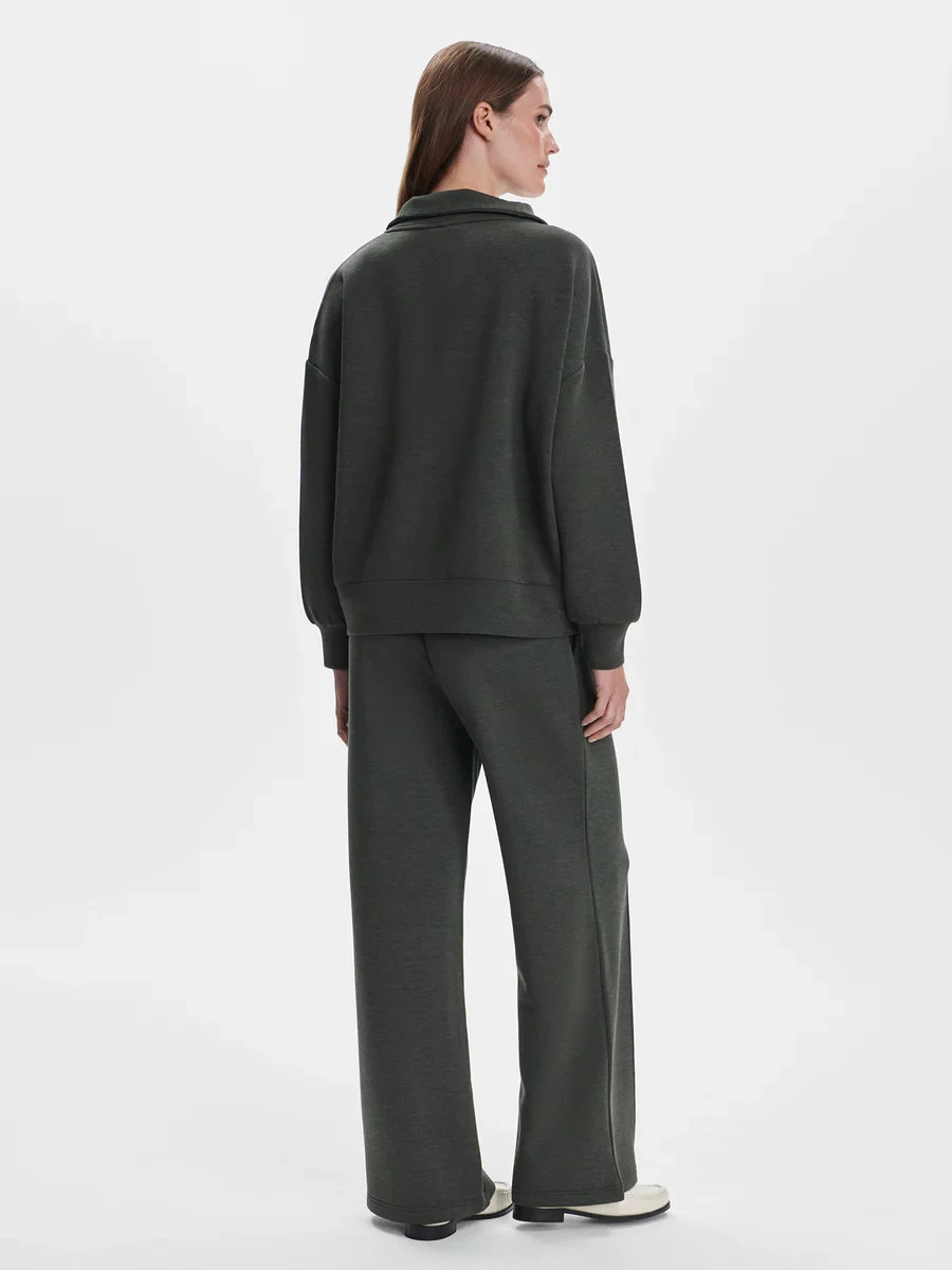 Varley Hawley Half-Zip Sweat in Olive Marl, Size Small