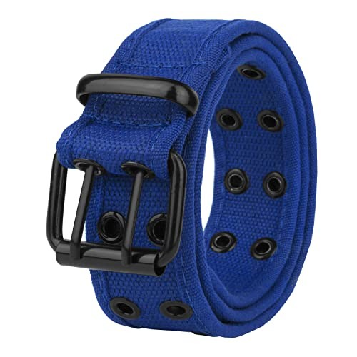 Gelante Canvas Double Grommet Hole Belt 12 Colors Medium Blue