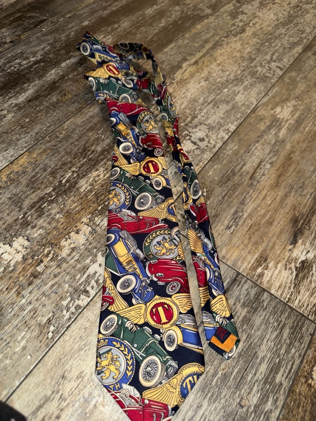Tommy Hilfiger Vintage 90s Novelty Classic Cars Silk Necktie