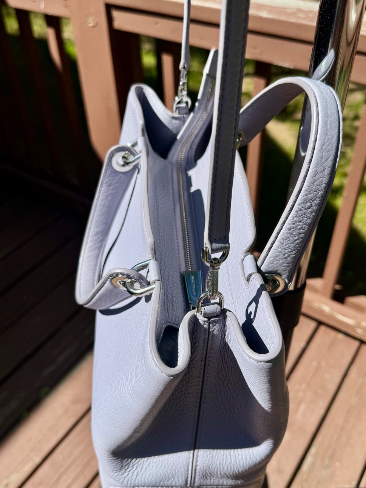 Michael Kors Anabelle Lg leather Lilac tote double handles detach. strap w/tags