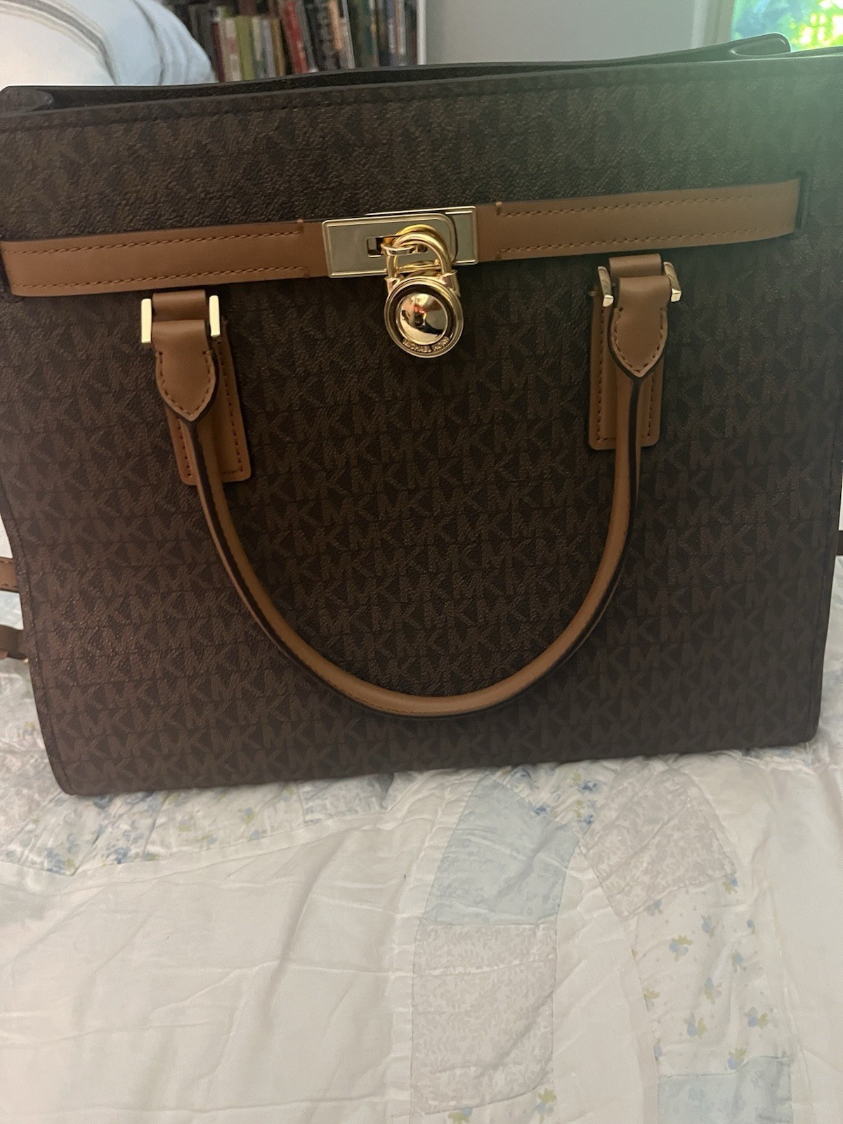 Michael Kors Hamilton Large Crossbody Handbag Signature Brown Logo